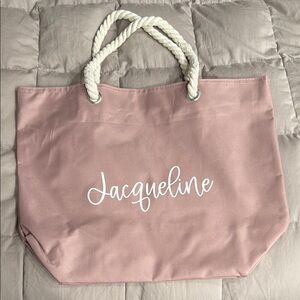 Dusty Mauve Tote Bag personalized with name Jacqueline
